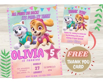 Printable Paw-ty editable invitation, Puppies Birthday invite boy girl, Puppy Party, instant download, Paw Kids Birthday invite template