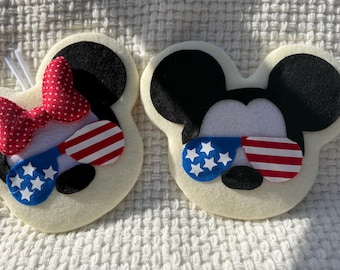 Patriotic Felt Mickey & Minnie Wreath Attachment/ set of 2/home Decor