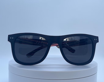 Recycled Skateboard Wooden Sunglasses - Wayfarer Style - Polarized & UV400 Smoke Lenses