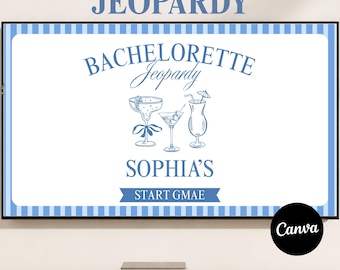 Editable Bachelorette Jeopardy Game | jeopardy Trivia game | Bachelorette Blue Theme | Editable Canva | Jeopardy PowerPoint Game Template