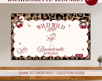 Wild Wild Wife Bachelorette Jeopardy Game | Wife of the Party Trivia Game |  Cheetah Bachelorette Party Game | Funny Hen Do | Canva Template