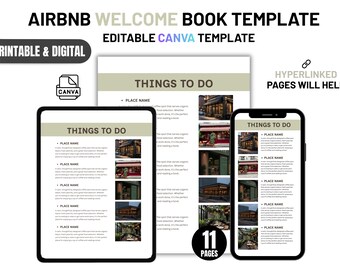 Modelo de Livro de Boas-Vindas do Airbnb – Guia de Hóspedes Editável para Dispositivos Móveis no Canva (Imprimível)