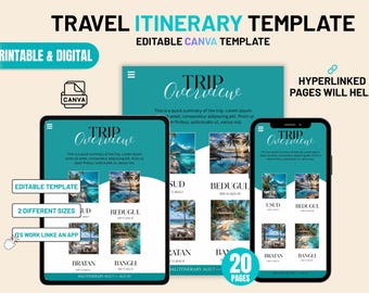 Redigerbar resplanmall – Canva Planner (digital nedladdning)