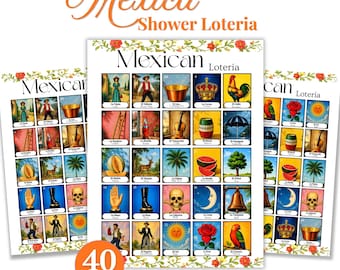 Cartas da Loteria Mexicana / Jogo de Loteria Mexicana / Cartas da Loteria Mexicana / Jogo de Festa / Jogo de Bingo Espanhol / Baralho de Cartas