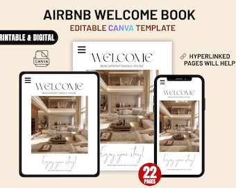 Livro de Boas-Vindas Digital do Airbnb – Modelo Editável no Canva (Impresso e para Dispositivos Móveis)