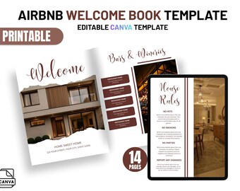 Mall för Airbnb-välkomstbok - Canva redigerbar, utskrivbar (digital nedladdning)