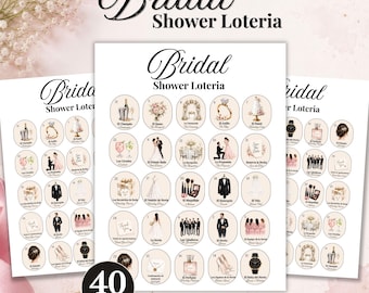 Loteria para Chá de Panela / Jogo para Chá de Panela Latino / Loteria Espanhol-Inglês / Jogo Bilíngue para Festa de Casamento / 40 Tabuleiros