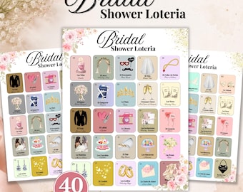Loteria para Chá de Panela / Jogo para Chá de Panela Latino / Loteria Espanhol-Inglês / Jogo Bilíngue para Festa de Casamento / 40 Tabuleiros