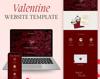 Convite para site de Dia dos Namorados – Modelo editável do Canva com RSVP - Convite para site de Dia dos Namorados - Festa de Galantines no Canva
