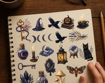 Mystical Witchy Stickers | PNG Bundle (Digital Download)
