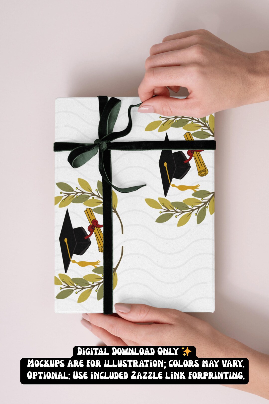 Minimal Graduation Wrapping Paper PNG | Wavy Lines Gift Wrap | Modern ...