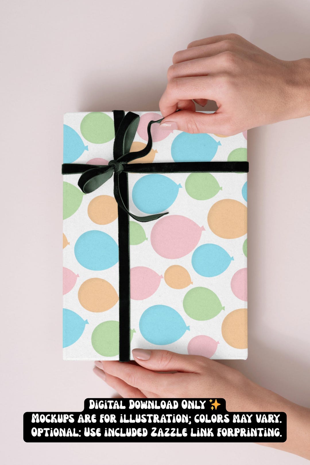 Balloons Wrapping Paper – Printable Digital Download | Seamless Gift ...