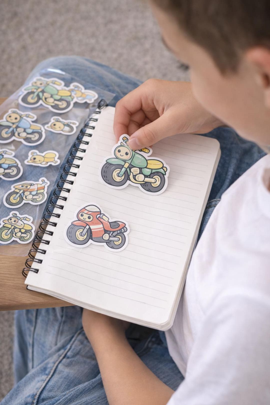 Motorcycle Sticker Sheet for Kids | Cute Motorbike & Scooter Stickers ...