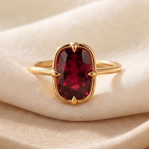 2 Ct Pigeon Blood Ruby Engagement Ring, Cushion Cut Ruby Ring 14k Gold, Nature Inspired Vine Branch Ring, Unique Floral Promise Ring for Her