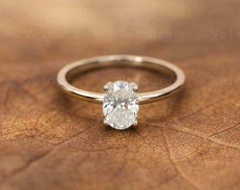 Bague de fiançailles en moissanite ovale de 1 carat pour femme, bague de promesse en argent 925, cadeau d'anniversaire pour elle, bague de proposition de Saint-Valentin