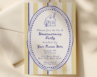 Housewarming Party Einladung Vorlage, Buttergelb neues Zuhause einladen, printable & Handy-Versionen (digitaler Download)