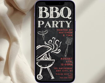 Invitation de partie de barbecue de tableau numérique, invitation de barbecue d'été de barbecue (téléchargement numérique)