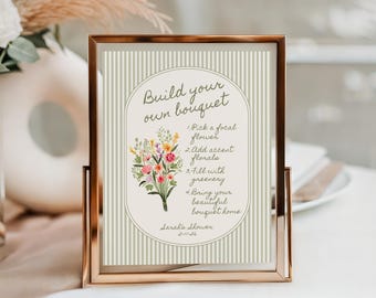Build Your Own Bouquet Template, Flower Bar Sign, Bridal & Baby Shower Printable (Digital Download)