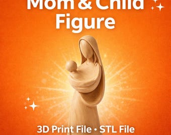 Figura de madre e hijo (archivo STL), modelo de impresión 3D de estatua de madre e hijo, escultura de maternidad, regalo decorativo STL para el Día de la Madre
