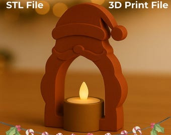 Santa Claus T-Light Candle Holder | Minimal Wooden Christmas Decor | Cozy Holiday Home Gift