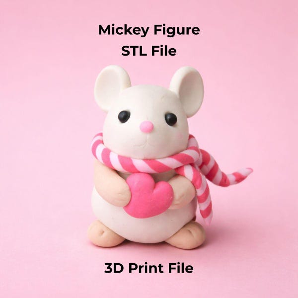 Mouse STL – 3D Printable Valentine Figurine, Heart Decor