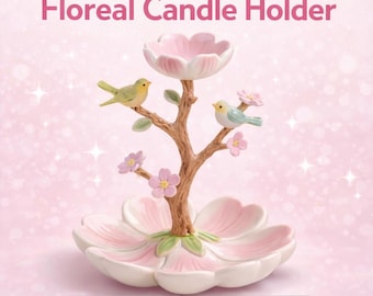 Portavelas con diseño de pájaro floral, archivo STL, modelo de impresión 3D para regalo del Día de la Madre, decoración de árbol de flores para mamá