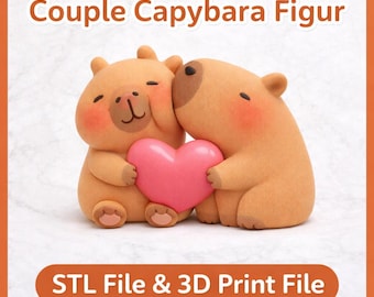 Figura de pareja de carpinchos (archivo STL), decoración de amor imprimible en 3D (descarga digital)