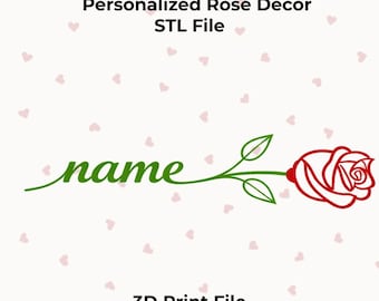 Rosa con nombre personalizado SVG, diseño de flor con nombre personalizado, regalo romántico para ella, regalo de boda de San Valentín, archivo de corte imprimible