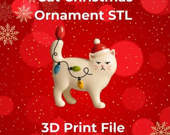 Ozdoba świąteczna z kotem (STL) | Ozdoba choinkowa | Plik do druku 3D