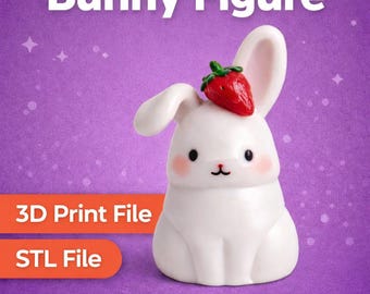 Archivo STL de Conejito de Fresa: Modelo de impresión 3D de conejo adorable, figura de conejo kawaii, decoración de escritorio imprimible, descarga instantánea