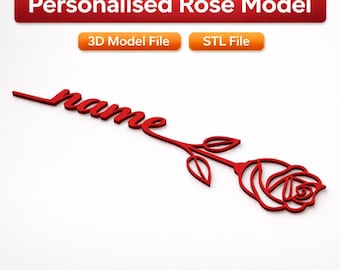 Archivo STL de rosa / Impresión 3D de rosa personalizada / Regalo del Día de la Madre / Día de la Mujer / Rosa STL con texto personalizado