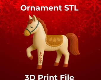 Christmas Horse Ornament STL | Horse | 3D Print Holiday Tree Decoration