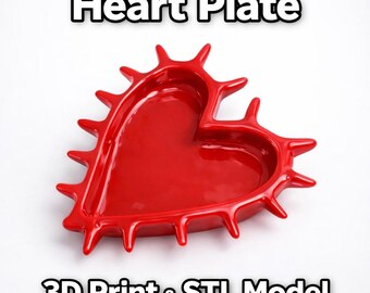 Plato de corazón STL / Bandeja de corazón con pinchos / Plato decorativo imprimible en 3D