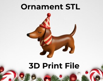 Adorno navideño de perro salchicha STL / Modelo 3D de perro / Decoración navideña