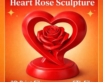 Escultura de corazón rosa, archivo STL – Impresión 3D de corazón rosa romántico – Regalo de San Valentín y Día de la Madre – Love Decor STL