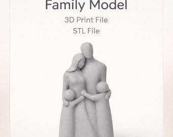 Archivo STL de impresión 3D familiar, modelo de escultura familiar minimalista, figura de madre, padre e hijos, decoración del hogar, impresión 3D, descarga digital