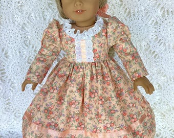 18 inch doll Regency dress and half slip. Fits American Girl Dolls.
