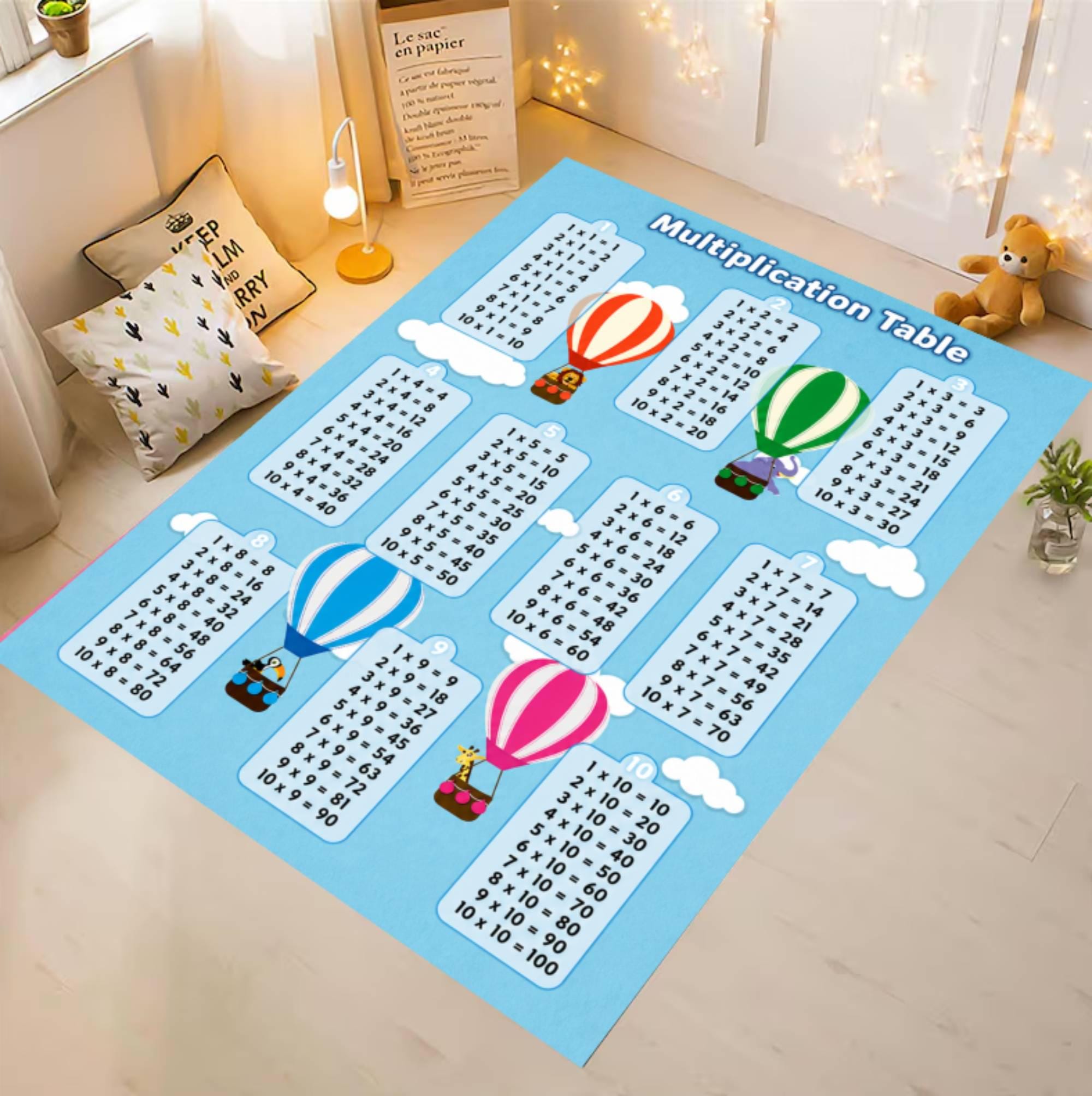 Multiplication Table Kids Rug, Educational Classroom Carpet, Math ...