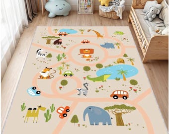 Alfombra de juego lavable Kids Safari Road para guardería
