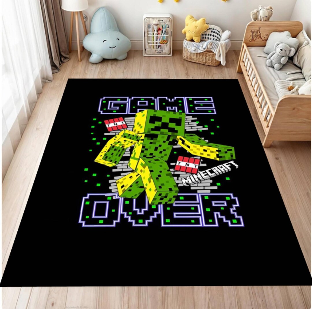 Game Over Rugs Pixel Monster Game Over Rug, Washable Kids Playroom Carpet - Etsy