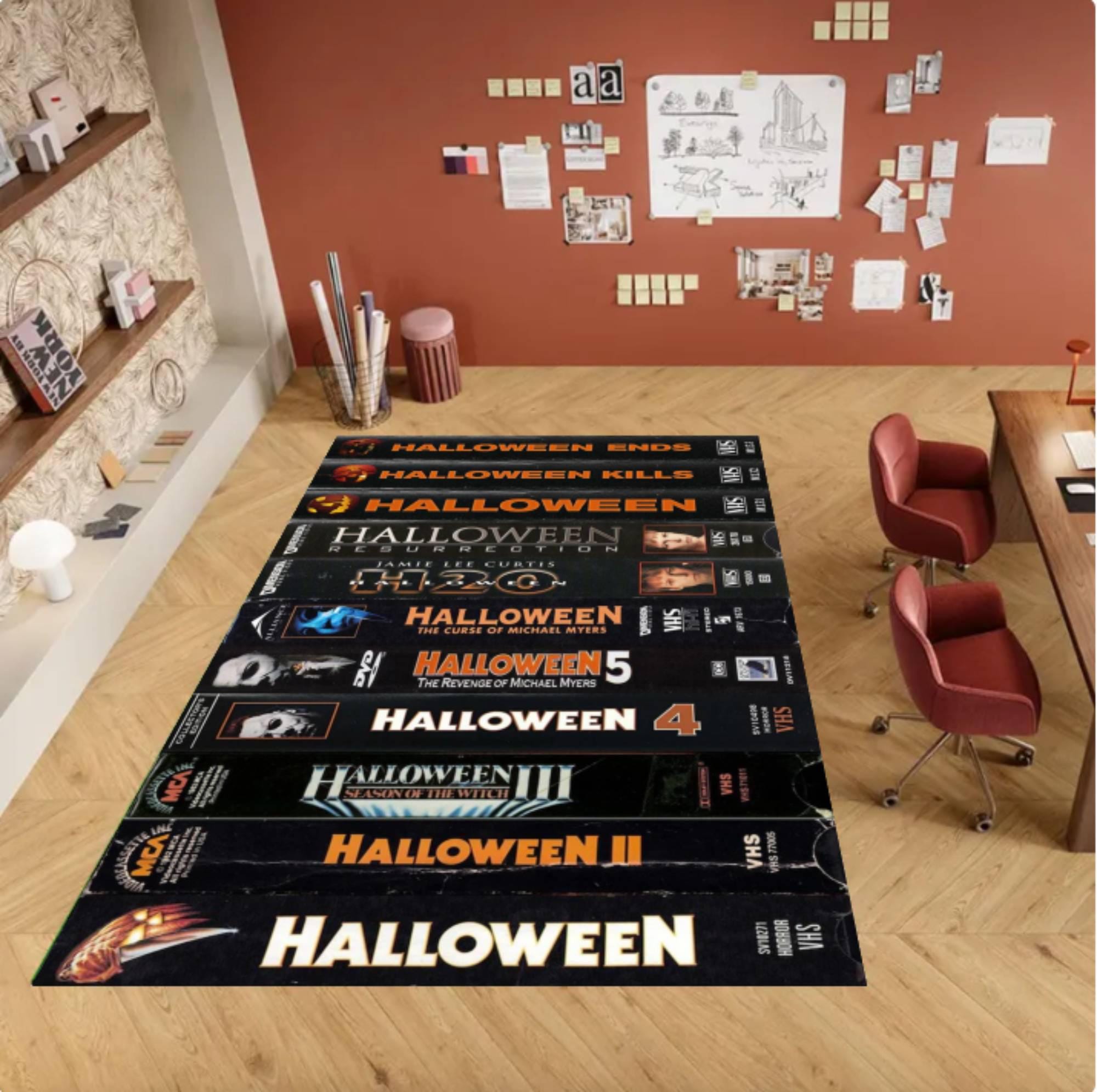 Horror Sticker Rug Retro Horror VHS Collection Area Rug, Spooky Halloween Movie Carpet - Etsy