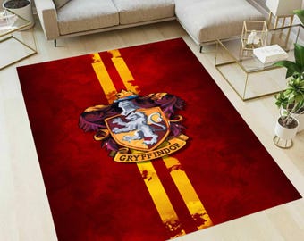 Red Lion Crest Area Rug, Medieval Heraldic Emblem, Non Slip