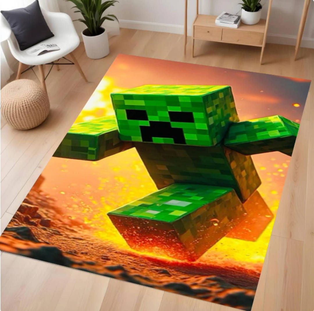 Pixel Monster Rug Pixel Monster Kids Rug, Green Character Playroom Mat - Etsy