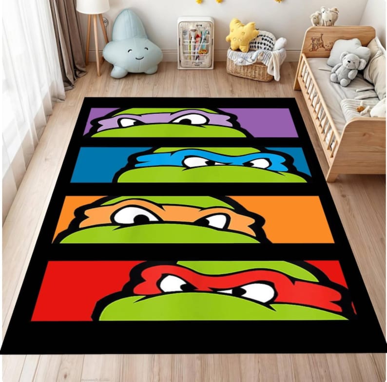Turtle School Rug Kids Turtle Rug, Cartoon Floor Mat, Playroom Decor - Etsy