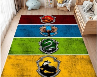Alfombra con el escudo de la Casa del Mago, decoración mágica para habitación infantil