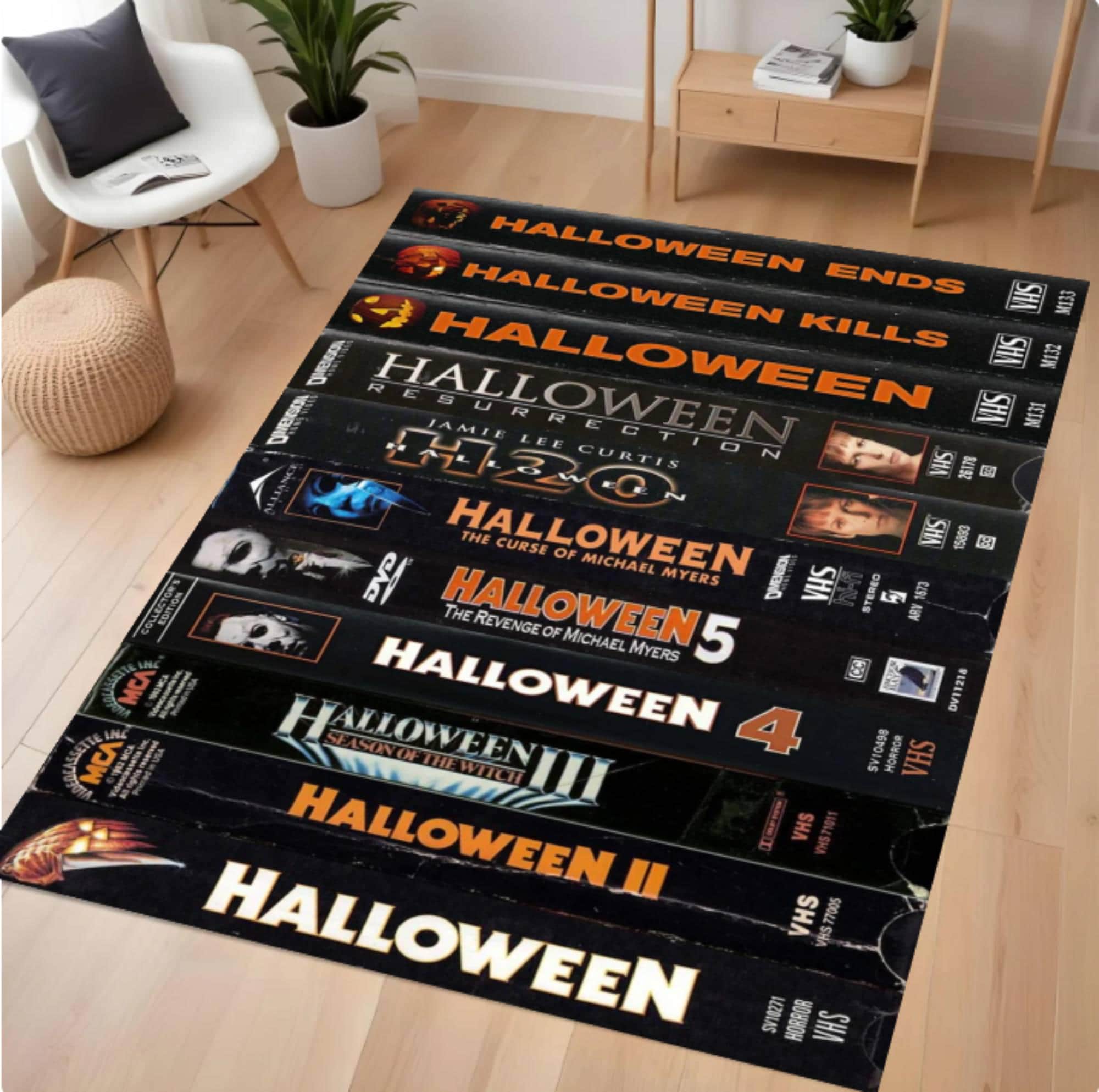 Horror Sticker Rug Retro Horror VHS Collection Area Rug, Spooky Halloween Movie Carpet - Etsy