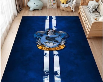 Tapete Blue Raven Crest, estilo mago de fantasia, lavável e antiderrapante.