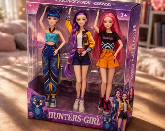 K-Pop Dämonenjäger Puppe, Anime Doll Set 3, Puppen Rumi Mira Zoey Modepuppen Sammler Geschenk für Kinder Kpop Fans