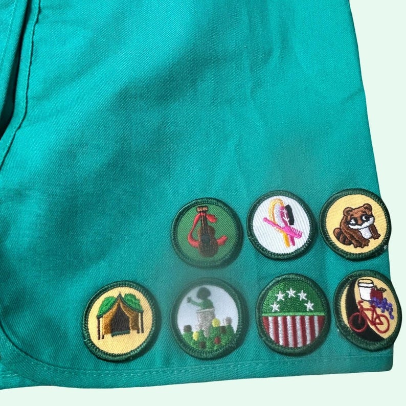 Girl Scouts USA Junior Vest Size M Green 2005 Lake To River Patches image 2