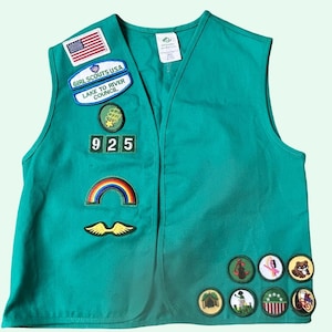 Girl Scouts USA Junior Vest Size M Green 2005 Lake To River Patches image 1